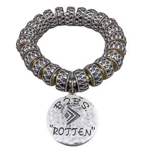 SILPADA Sterling Silver Oversized Oxidized B2BS ROTTEN Stretch Bracelet